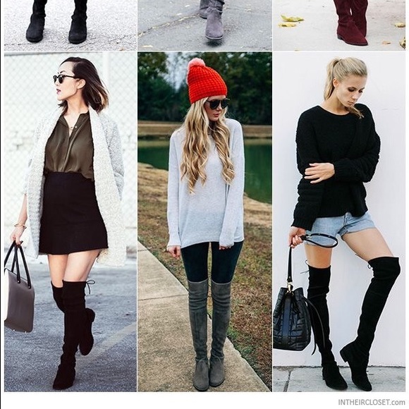 Black OTK flat suede drawstring boots - Picture 4 of 5