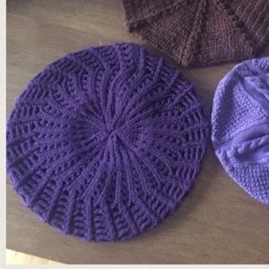 Deep purple knitted beret
