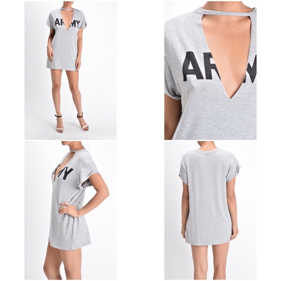 👽Army V Cut Out Tee - Grey - Picture 2 of 4