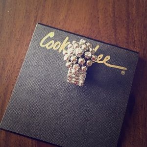 Cookie Lee silver crystal ball cluster ring