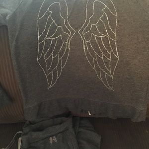 Victoria's Secret grey hoodie with bootleg pants