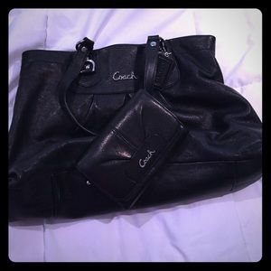 Matching black coach wallet and bag