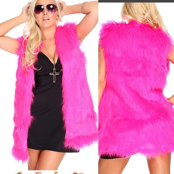 AMI Clubwear Hot Pink Faux Fur Vest