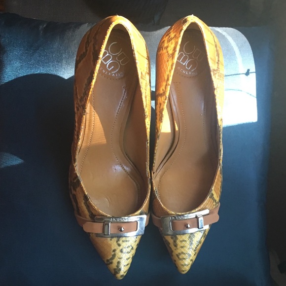 Tan snakeskin heels