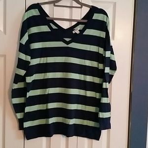 Old Navy wide v-neck striped sweater