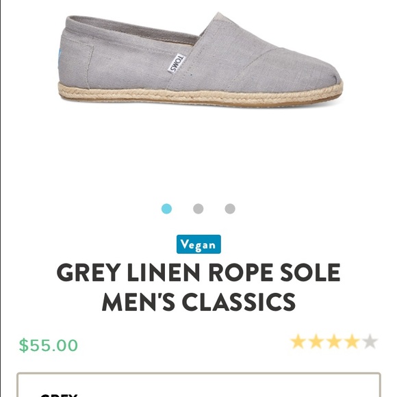 TOMS nwt men's classic Grey linen