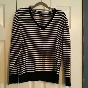 Navy & white striped Tommy Hilfiger v-neck sweater