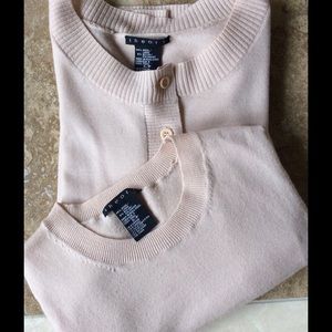 As-Is Theory Light Pink Sweater Set and Pink Cashmere and Lace Twinset