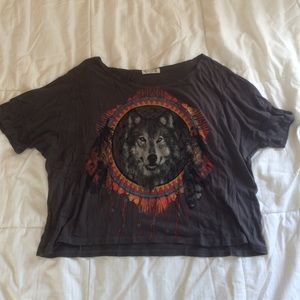 Wolf / dream catcher boxy top