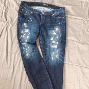 Distressed Jeans With Gold Detail