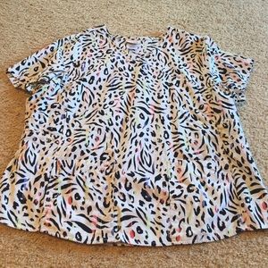 Animal print scrub top