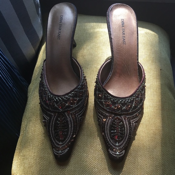 Satin Brown mules