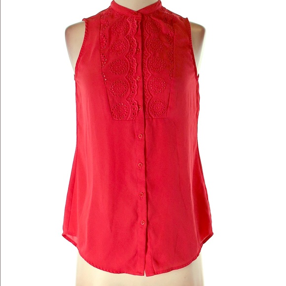 Red sleeveless blouse from anthro