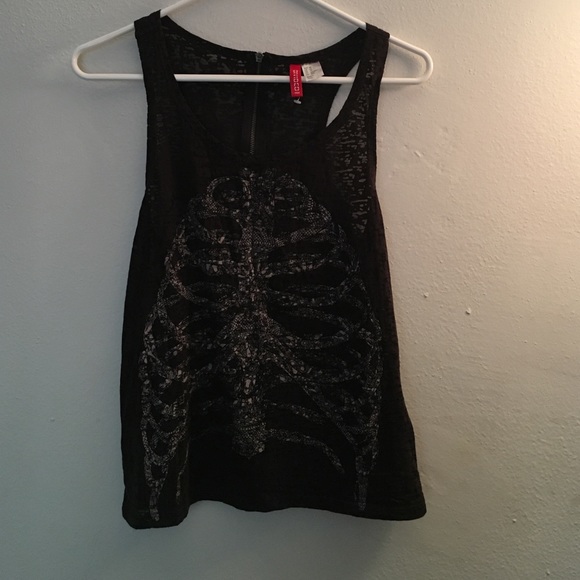 H&M skull and rib cage tank top