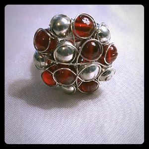 Charming charlie silver red ring size 7
