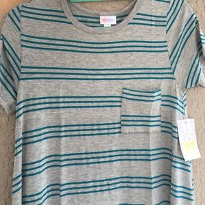 LuLaRoe XXS grey/teal striped Carly