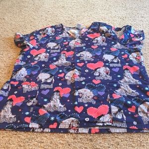 Disney Eeyore navy blue scrub top