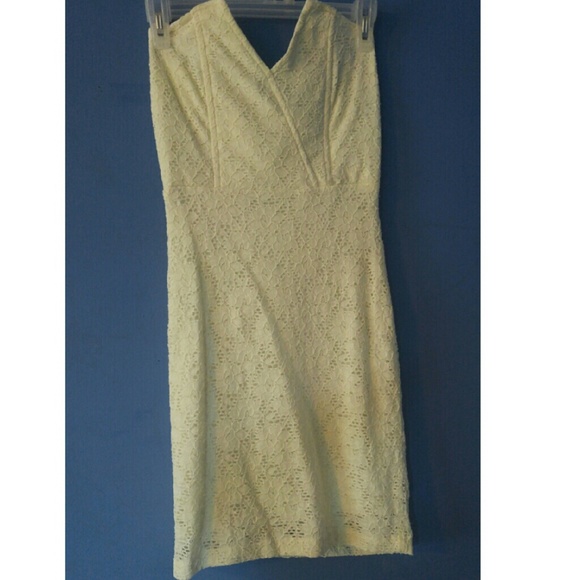 Off white strapless bodycon dress