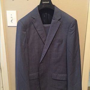 Blue pinstrip wool suit. 40R