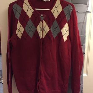 Dark red cardigan