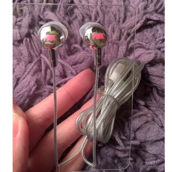 ISO!Victoria'sSecretPINKEarbudsMetallicSilver&Pink - Picture 2 of 2