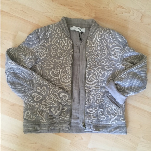 Zara grey embroidered bomber jacket