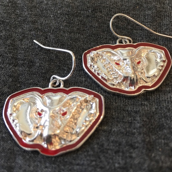 Jewelry - ALABAMA FANS Pierced Earrings Elephant red trim