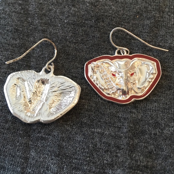 ALABAMA FANS Pierced Earrings Elephant red trim - Picture 3 of 4