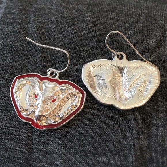 ALABAMA FANS Pierced Earrings Elephant red trim - Picture 4 of 4