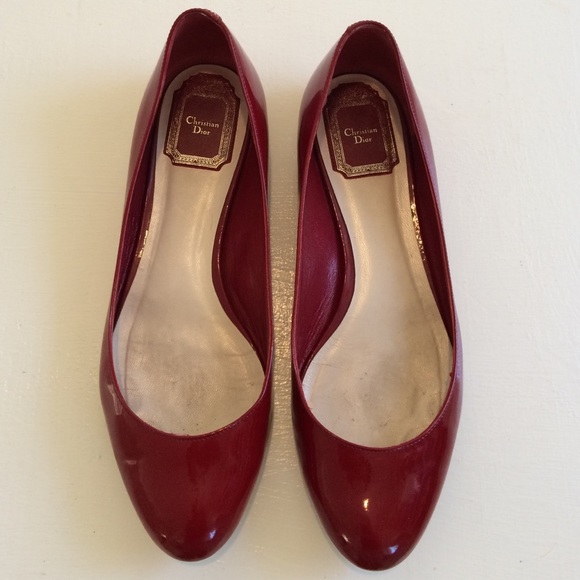 Christian Dior red patent leather flats