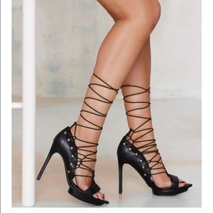 Nasty Gal Wrap Queen Lace-Up Heel