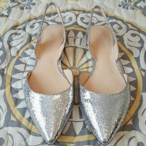 💍 Nine West Sparkly Silver Slingbacks, NIB!!