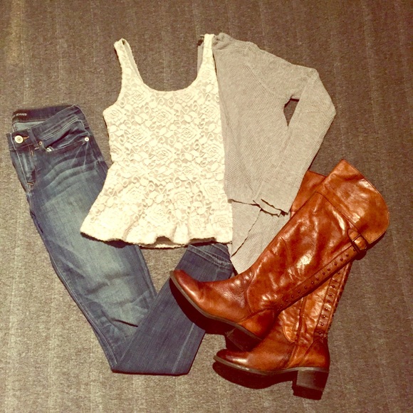 Lace Overlay Peplum Tank