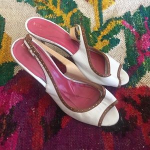 Kate Spade White & Tan Leather Heels