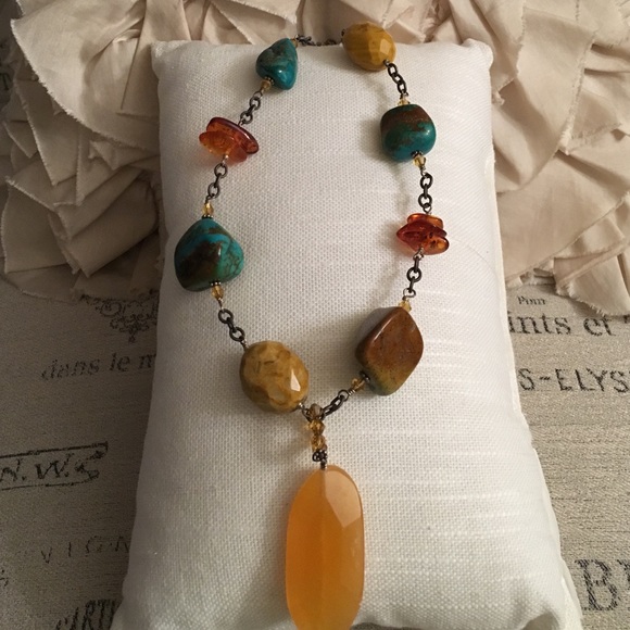 ❌TRADED❌ zinnia Silpada turquoise, amber/citrine neck