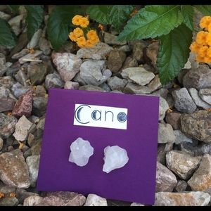 Quartz crystals cluster earring studs.