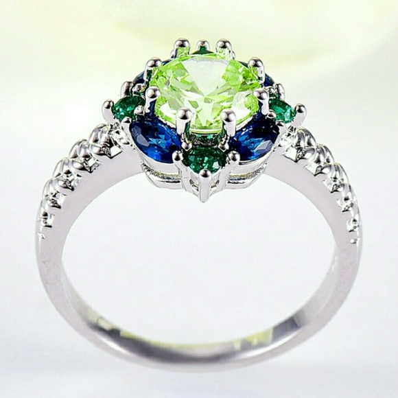 Ring green amethyst, blue sapphire, emeralds. - Picture 3 of 4