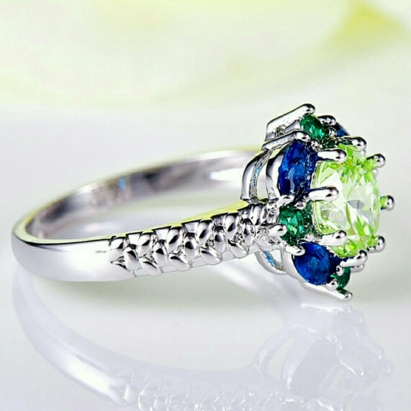 Ring green amethyst, blue sapphire, emeralds. - Picture 4 of 4