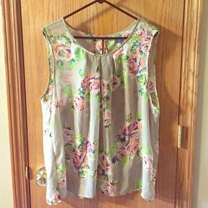 Sheer floral sleeveless top