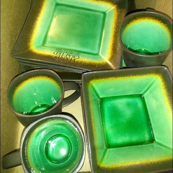 Ceramic Plates, saucers, cups and bowls. 4 each