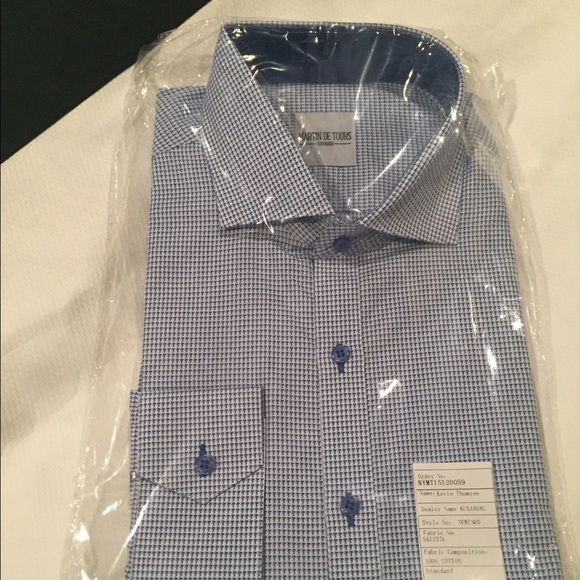 Blue and white custom dress shirt. NWT.