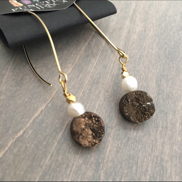 Brown Druzy Earrings