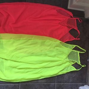 Neon colored tank tops