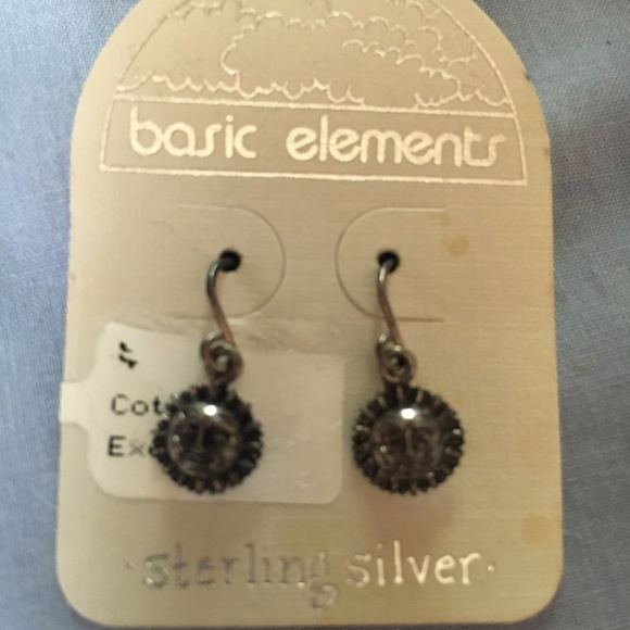 Cute Sterling Silver Hanging Sun Earrings - Picture 2 of 2
