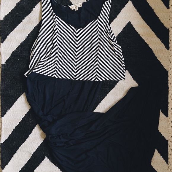 Pink Rose » navy & white maxi dress