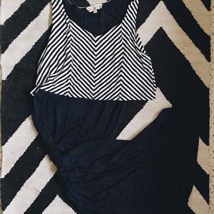 Pink Rose » navy & white maxi dress