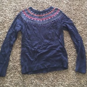 Comfortable blue sweater.