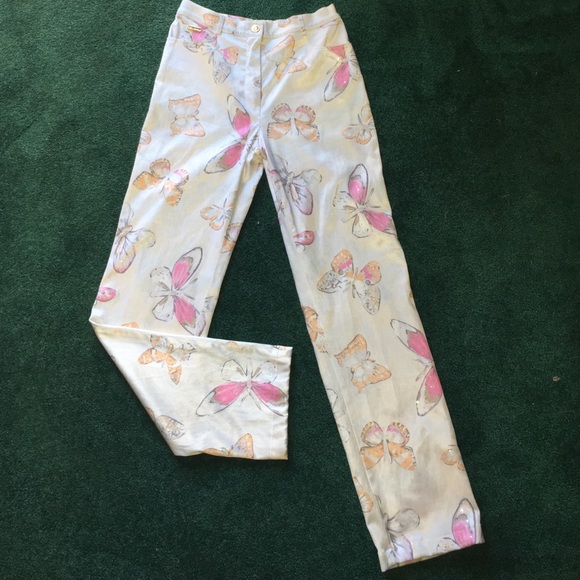 St John high waisted pants butterfly print