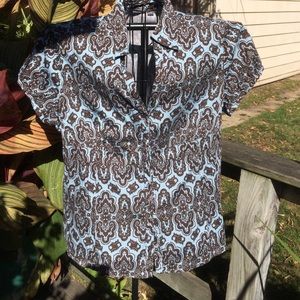 Cute Brown/Blue Top Size 2X