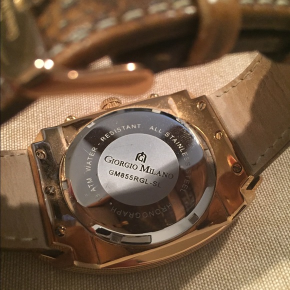 Gold Giorgio Milano watch w genuine leather band. - Picture 3 of 4